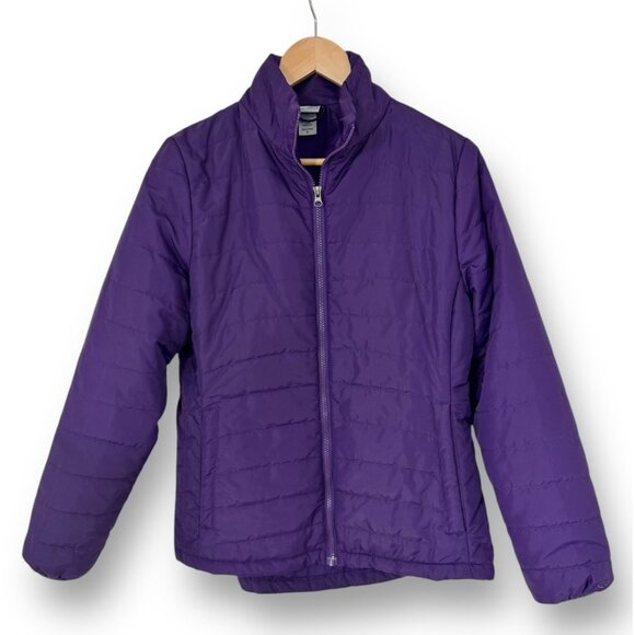 Size Medium Champion Dark‎ Purple Lightweight Quilted Puffer Jacket Pockets Coat - Picture 1 of 7